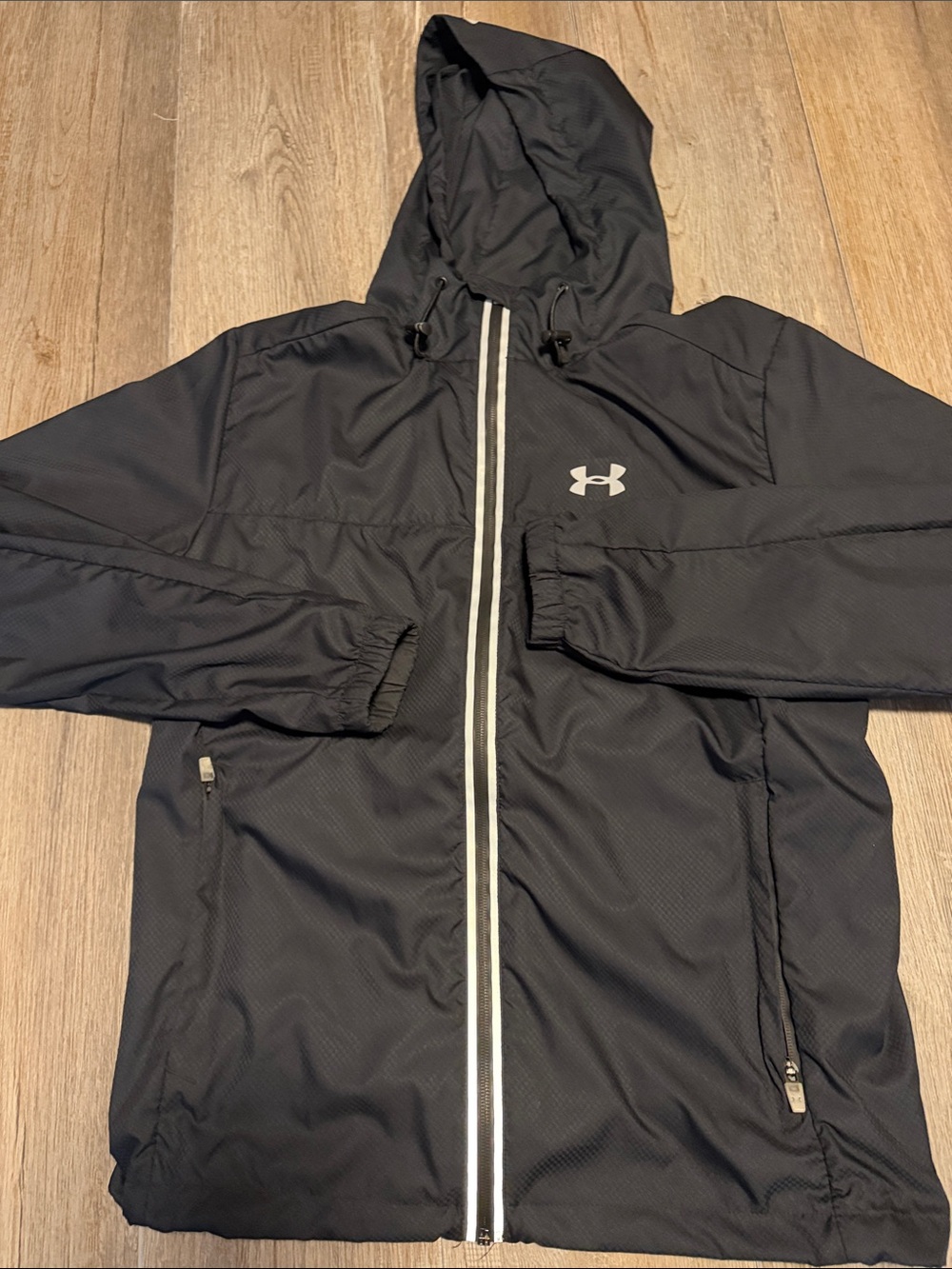 Under Armour Storm ColdGear Loose Black Hooded Windbreaker with Reflective Zip